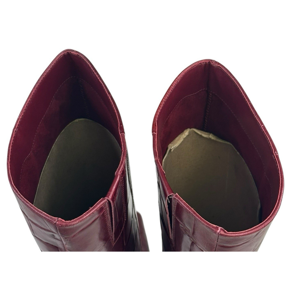 Sam Edelman Sylvia 2 Knee-High Boots French Merlot Croco Leather Size 6.5M New - Picture 8 of 10